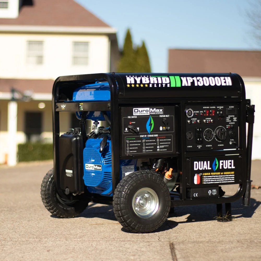 DuroMax XP13000EH deployed outside home during storm